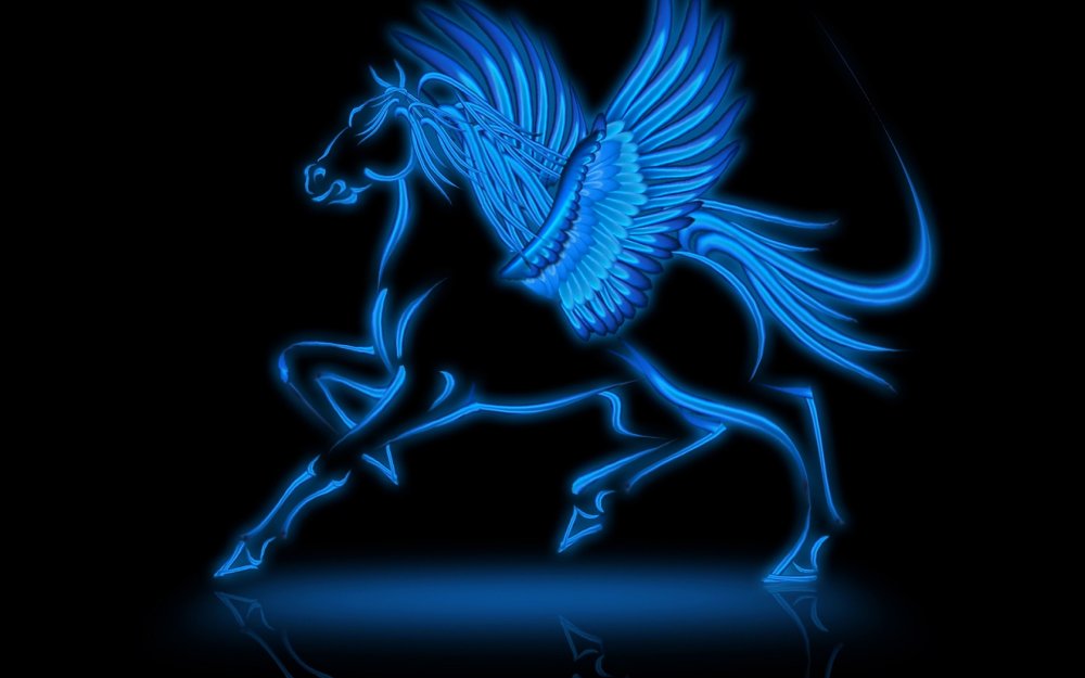 Лошадь на синем фоне