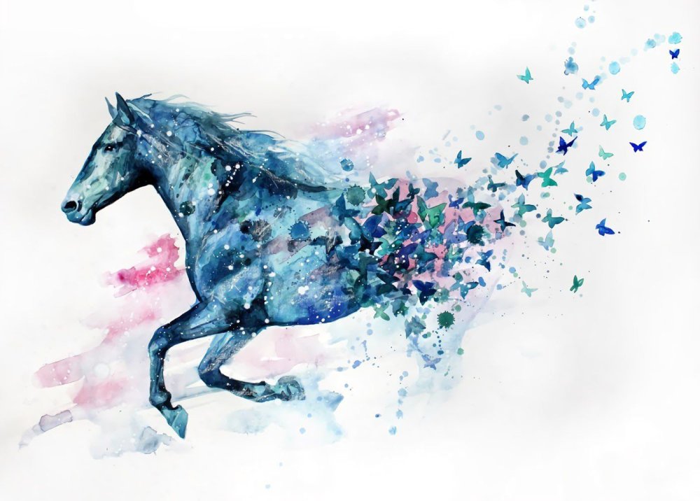 Лошадь акварелью
