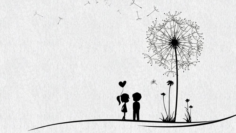 Одуванчики на сером фоне рисунок