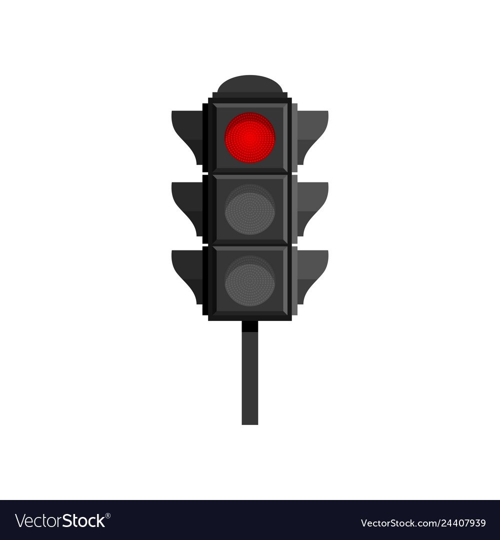 Красный сигнал светофора на белом фоне