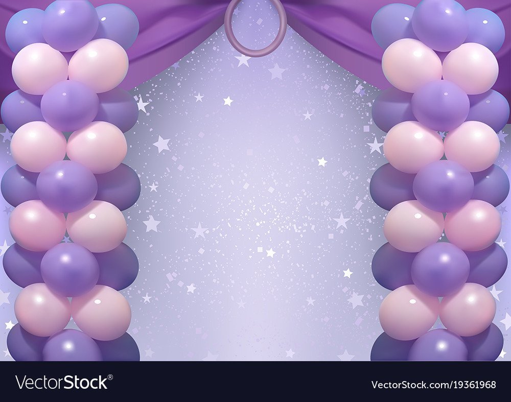 Фон с воздушными шарами в сиреневом цвете