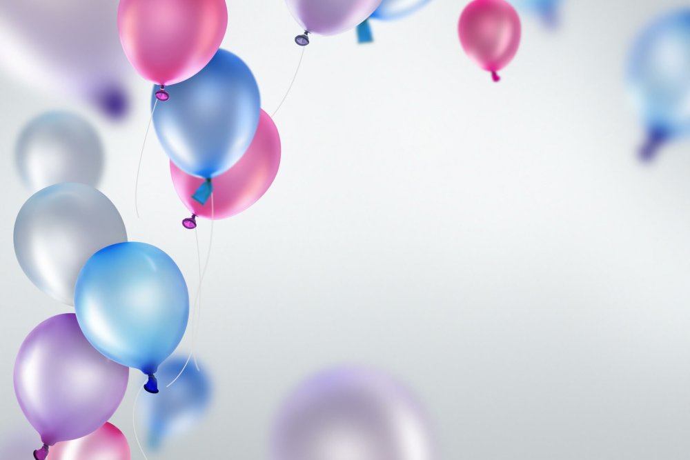 Фон фиолетовый с воздушными шариками с боку