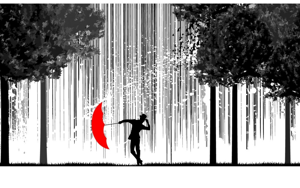 Силуэт под дождем