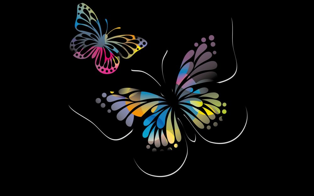 Бабочки на черном фоне