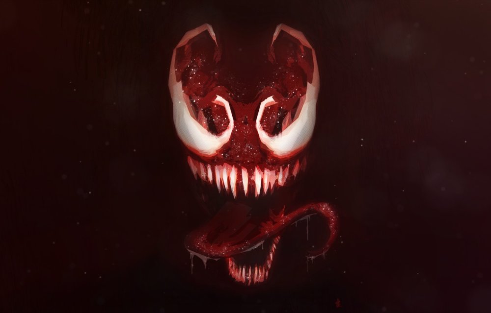 Страшная улыбка на черном фоне