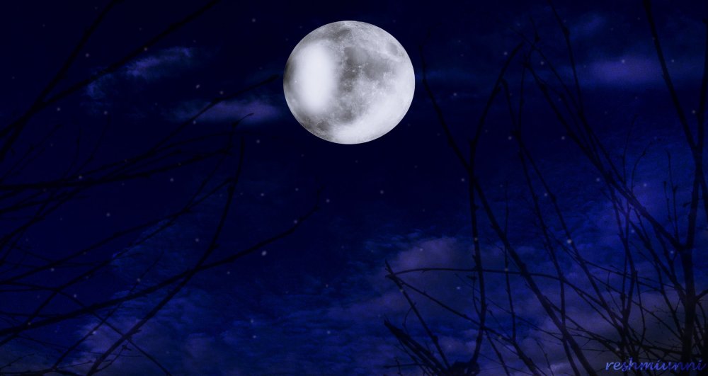 Ночное небо с луной фон