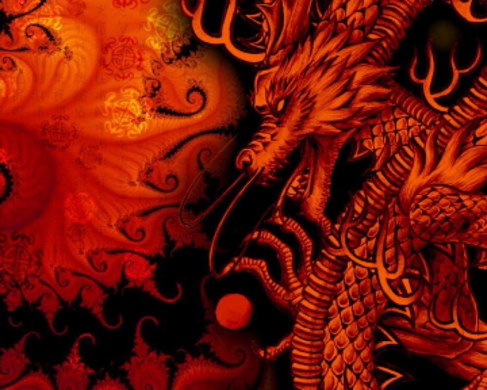 Красный японский дракон