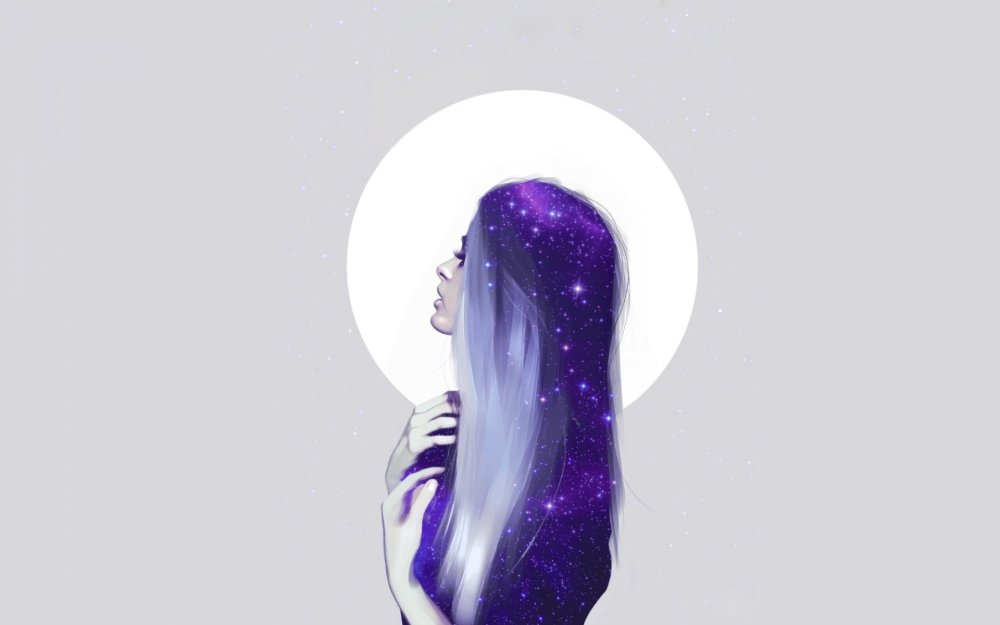 Девушка с космическими волосами