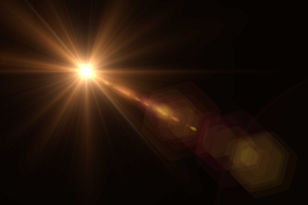 Эффект солнца на черном фоне