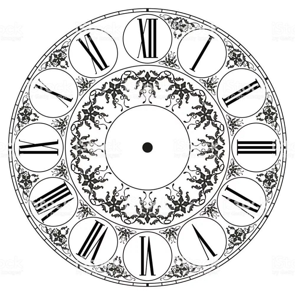 Трафарет старинных часов
