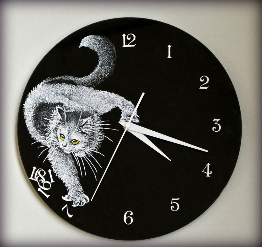 Циферблат часов с кошками