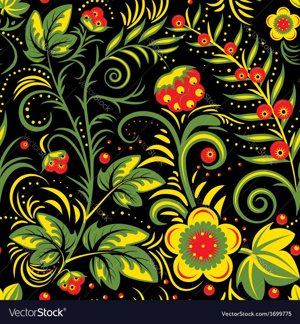 Хохлома орнамент на черном фоне