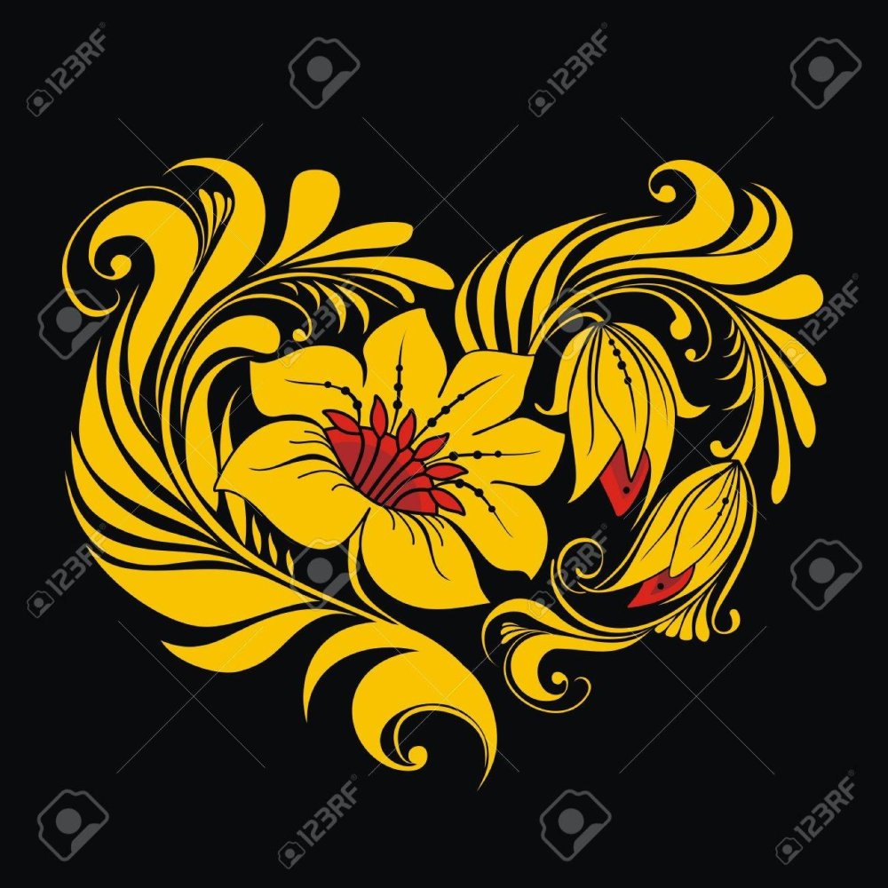 Хохлома на черном элементы