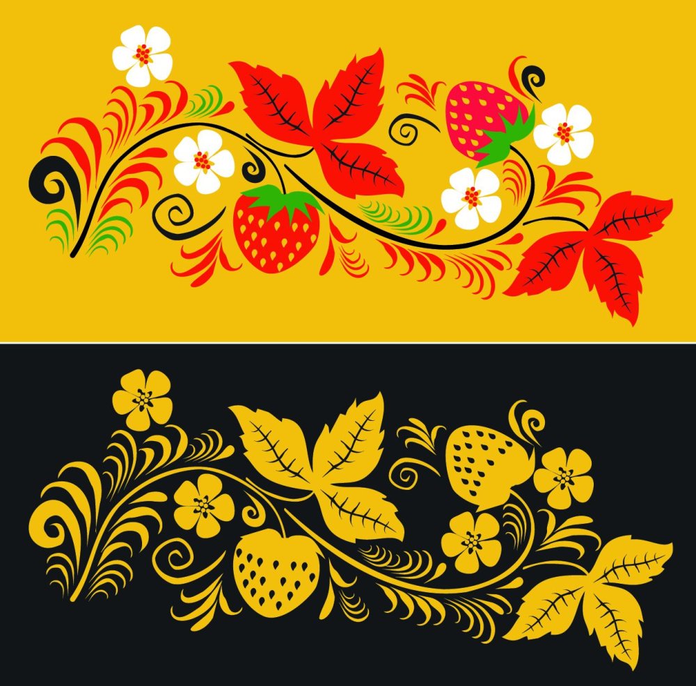 Хохломская роспись орнамент в полосе