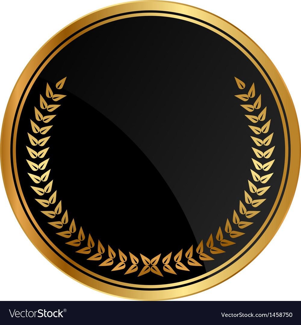 Черная круглая рамка с золотом