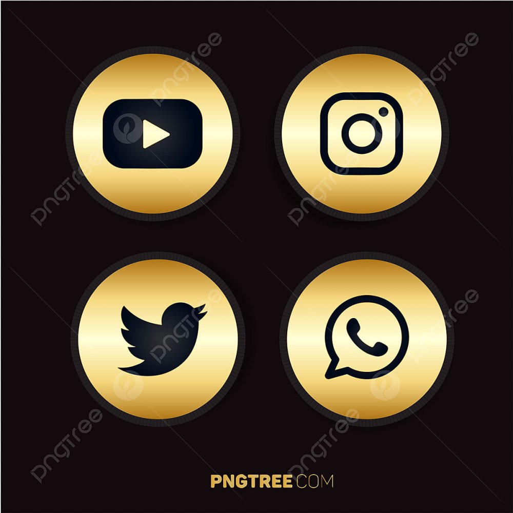 Золотые иконки социальных сетей