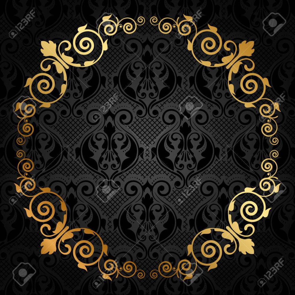 Черный круг с золотыми узорами