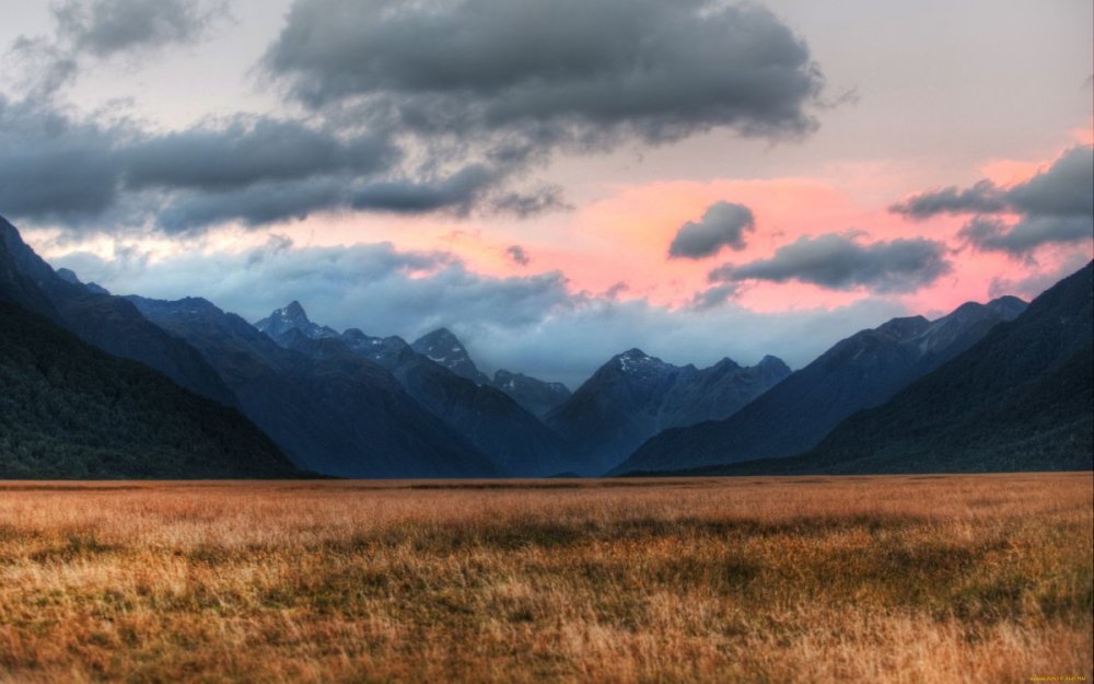 Пейзаж горы поле Долина
