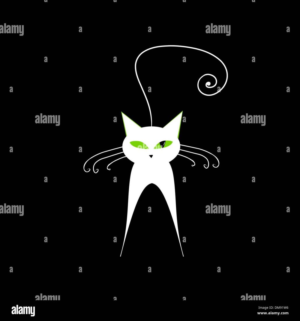 Силуэт кошки белый