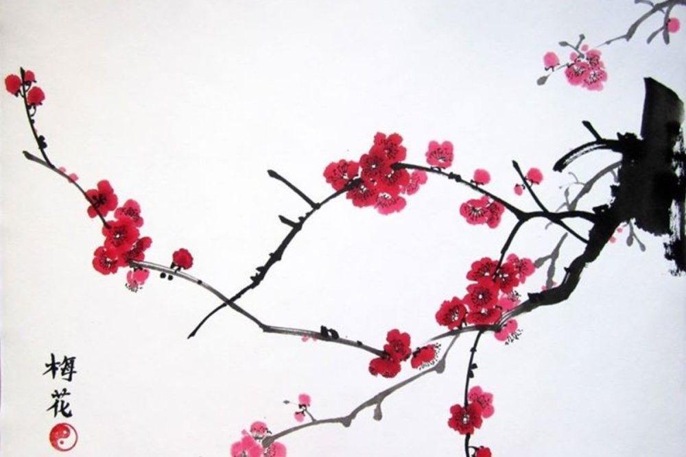 Гохуа китайская живопись Сакура