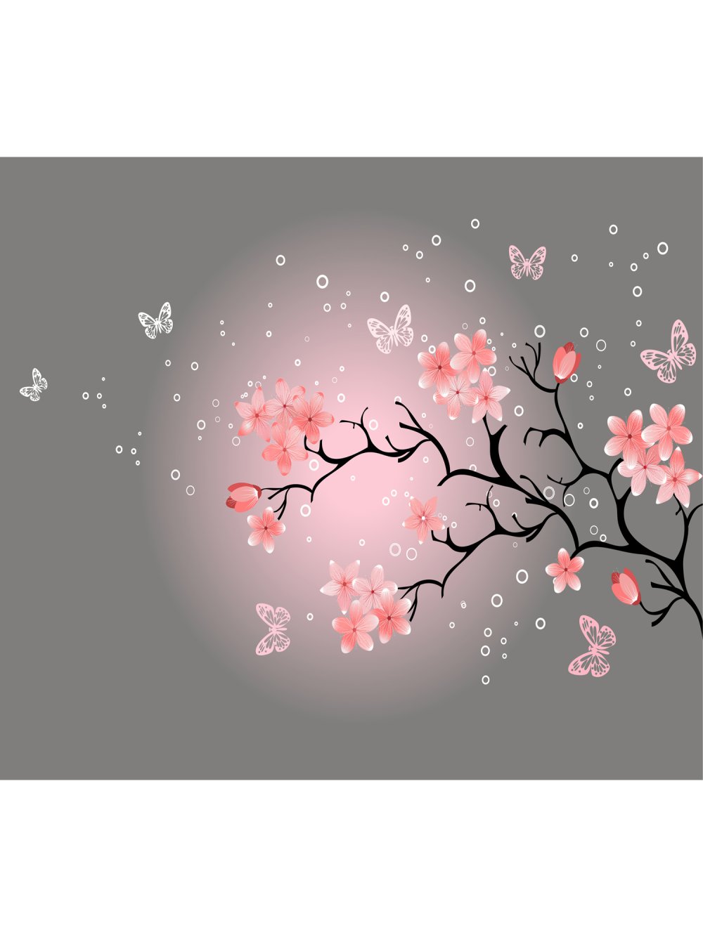 Ветка Сакуры на сером фоне