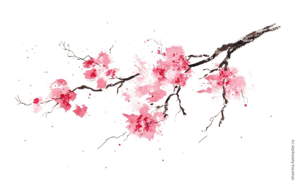 Кляксография ветка Сакуры