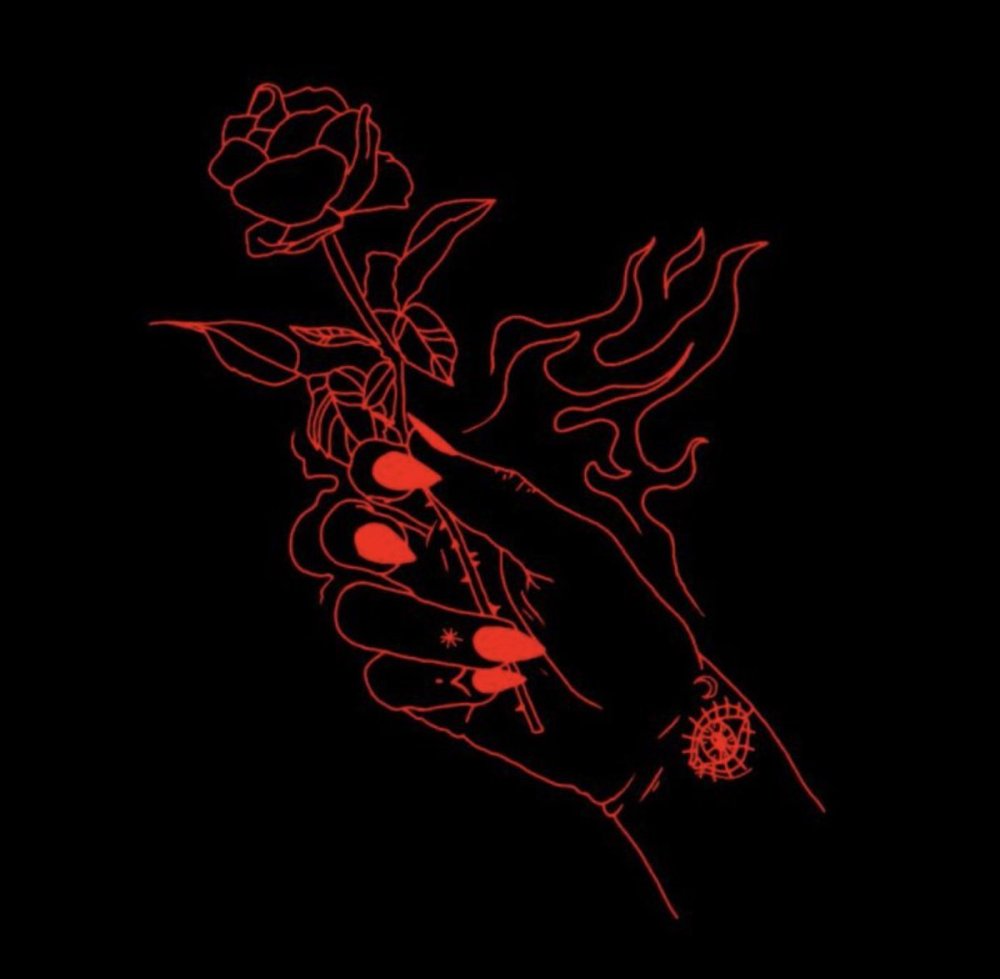 Красный рисунок на черном фоне