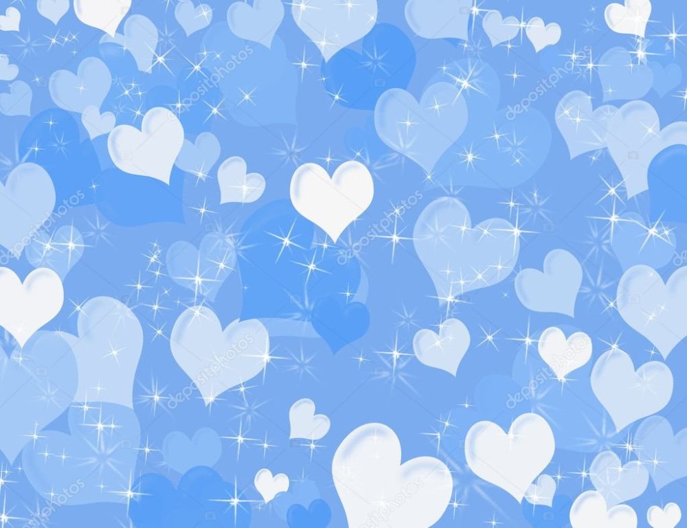 Голубой фон с сердечками для фотошопа