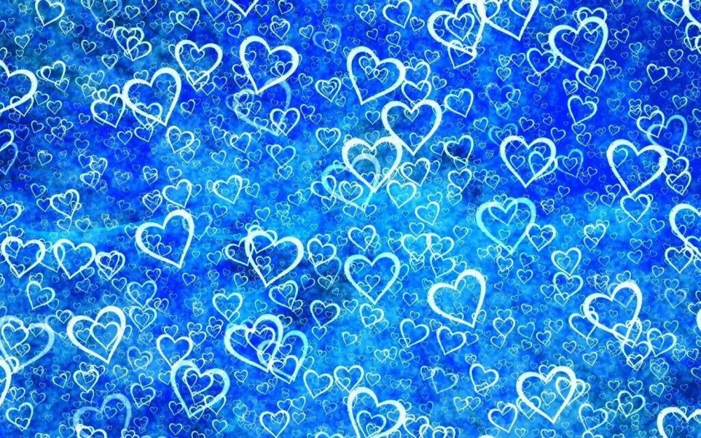 Синий фон с сердечками