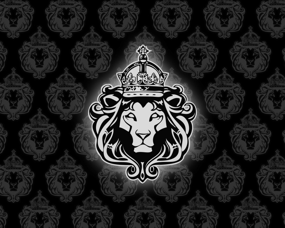 Лев на черном фоне