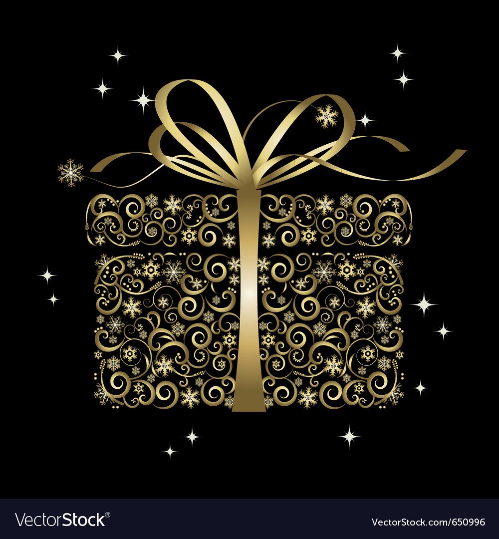 Золотой подарок на черном