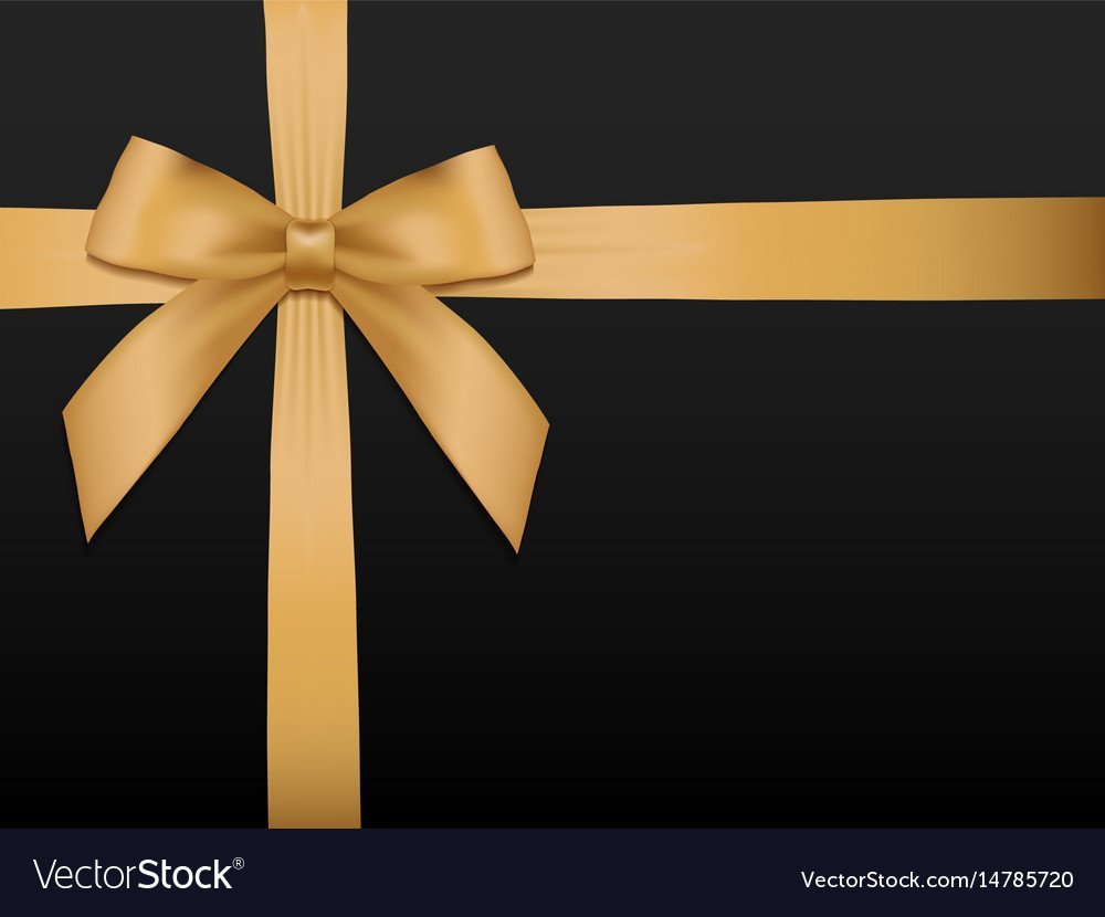 Черный подарок с золотой лентой