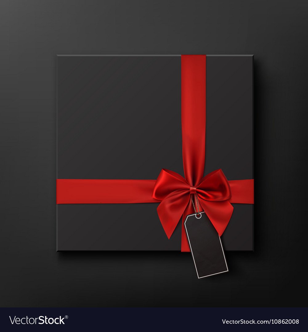 Черная подарочная коробка с бантом