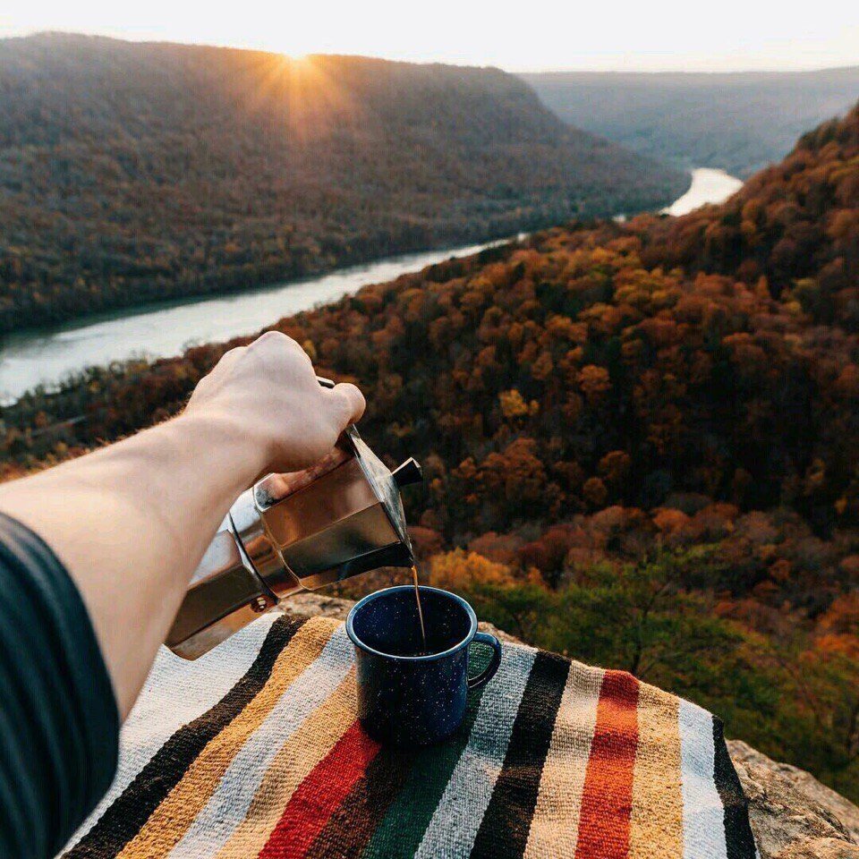 Утро кофе горы