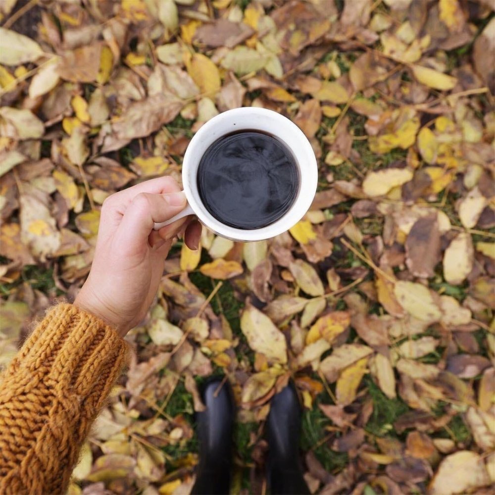 Кофе в руках осень