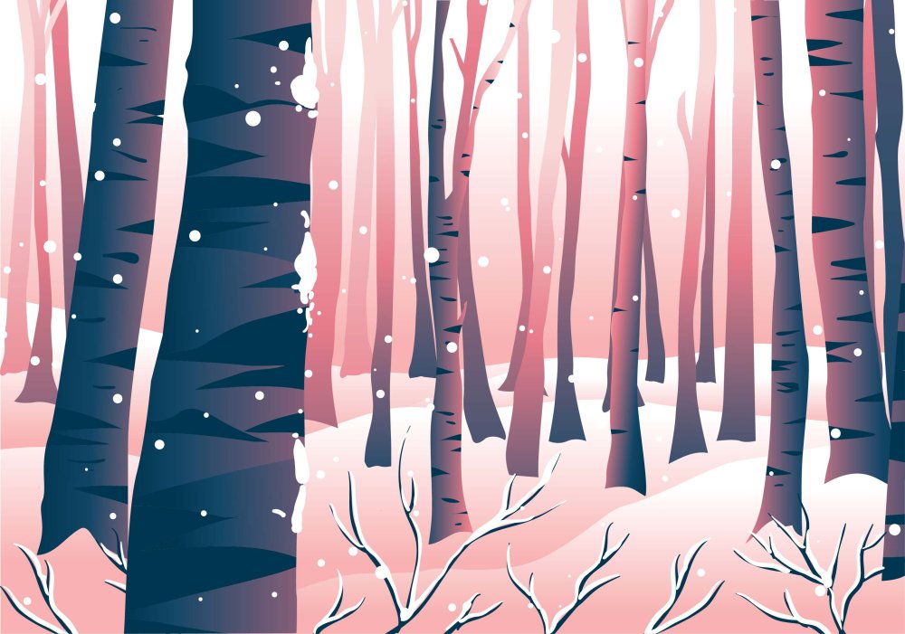 Зимний лес вектор