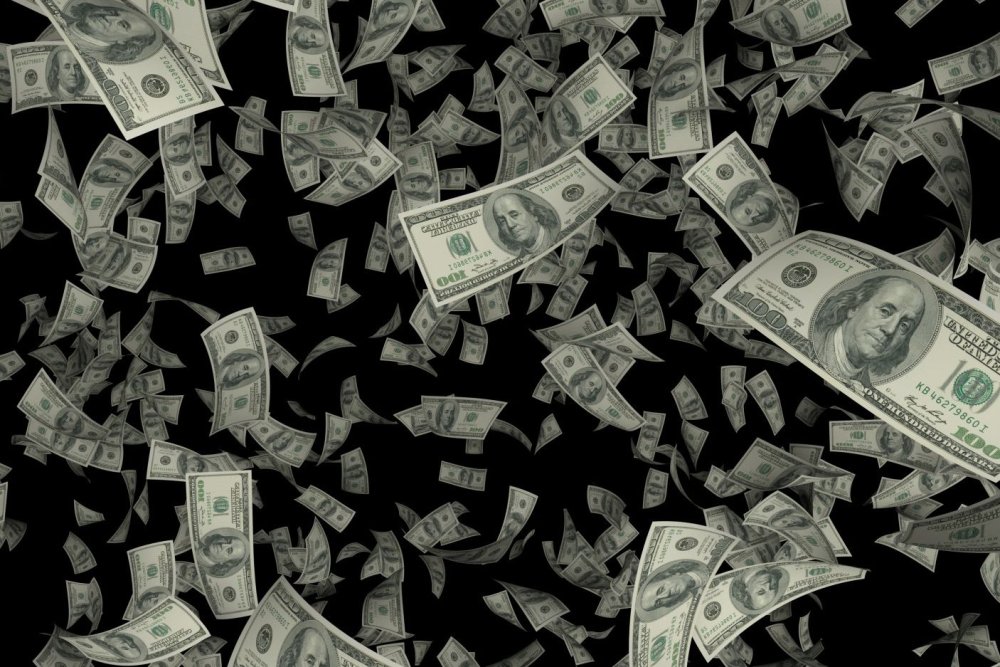 Доллар на черном фоне