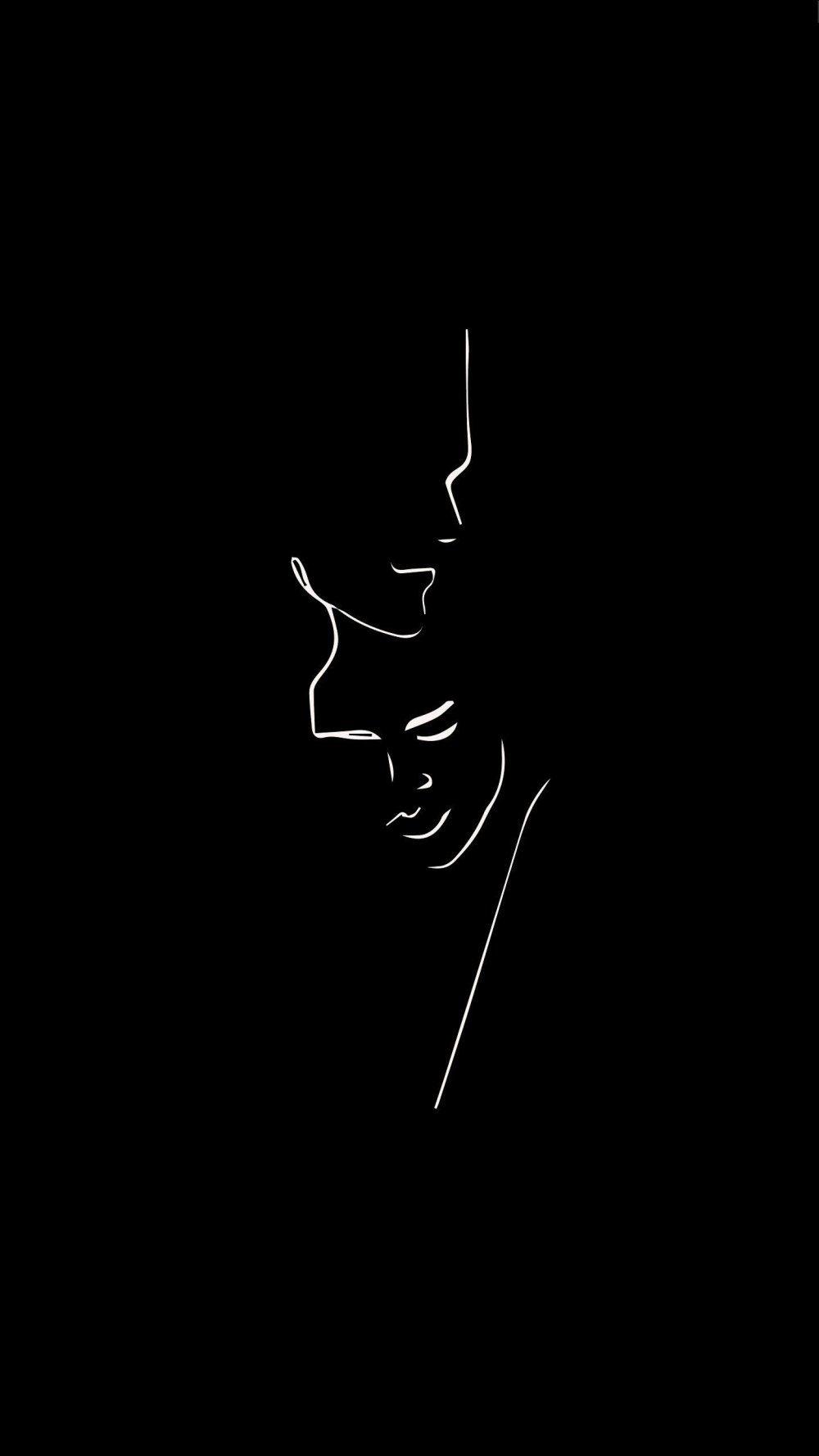 Белый силуэт на черном фоне