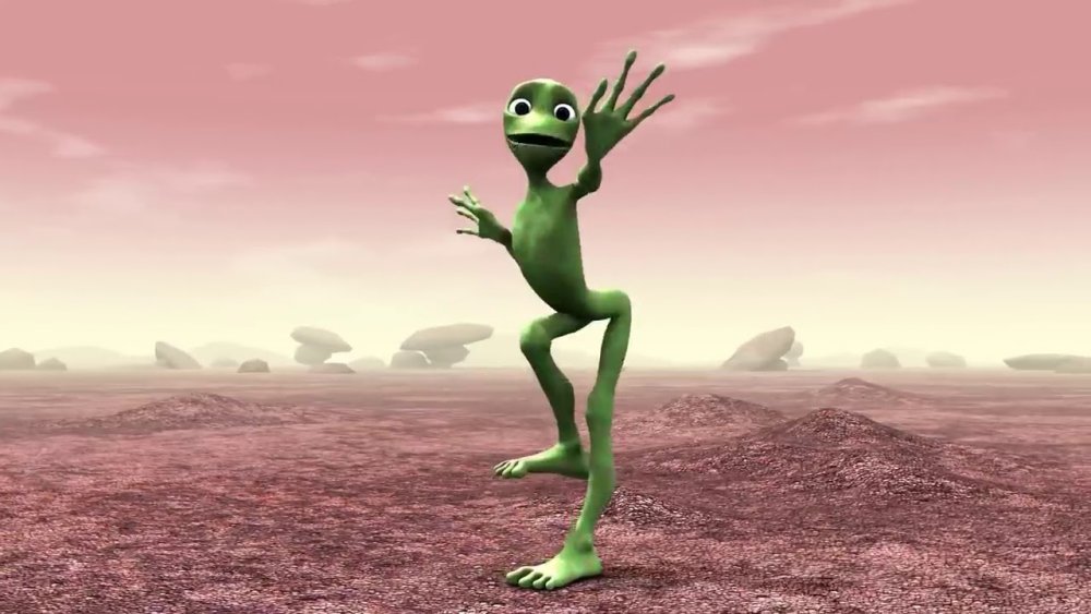 Зелёный человечек танцует