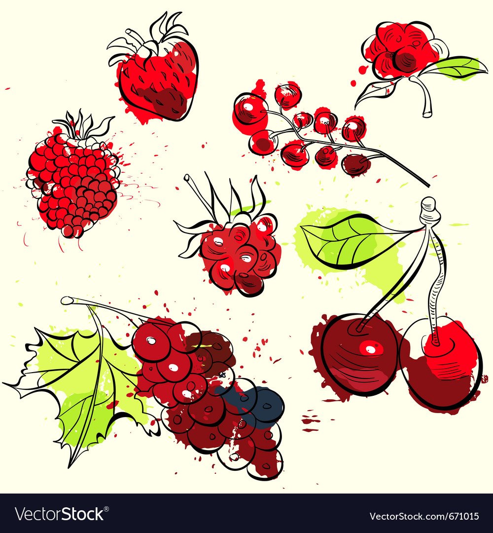 Стилизованные фрукты и ягоды