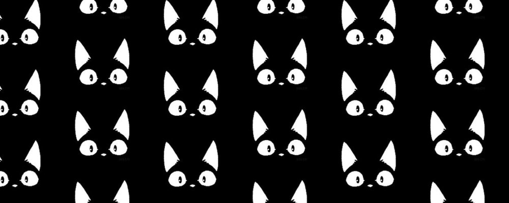 Много котов на черном фоне