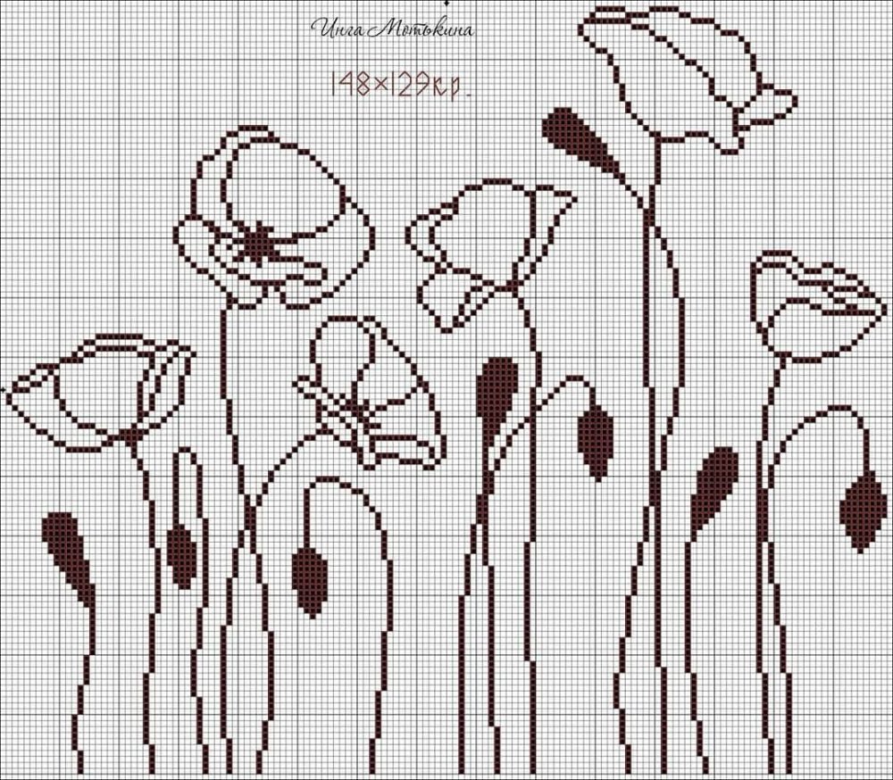 Контурная вышивка цветы