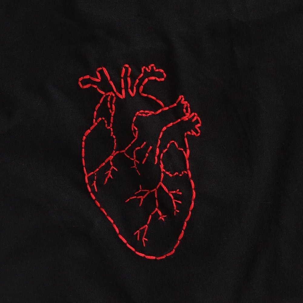 Вышивка нитками на футболке