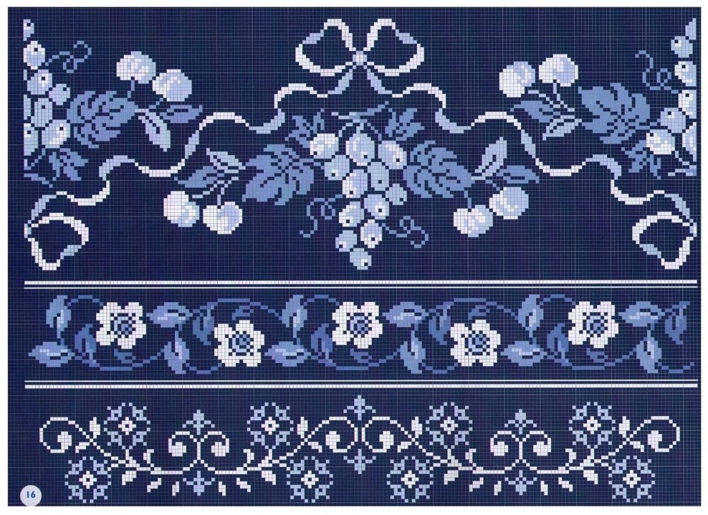 Вышивка крестом одноцветные бордюры