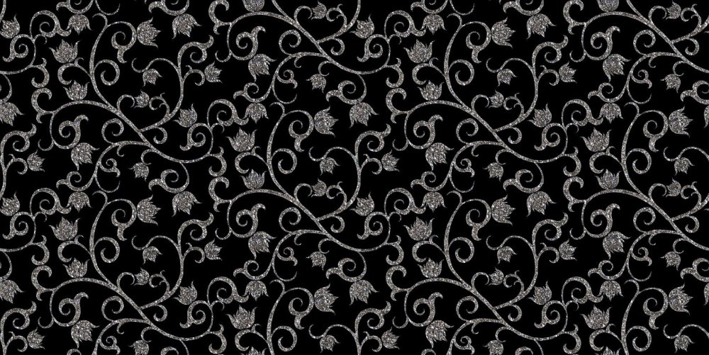 Цветочный узор на черном фоне
