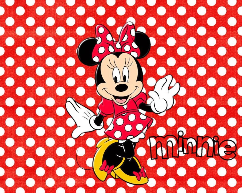 Фон Минни Маус красный с желтым