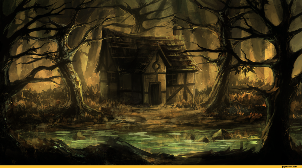 Хижина на болоте арт