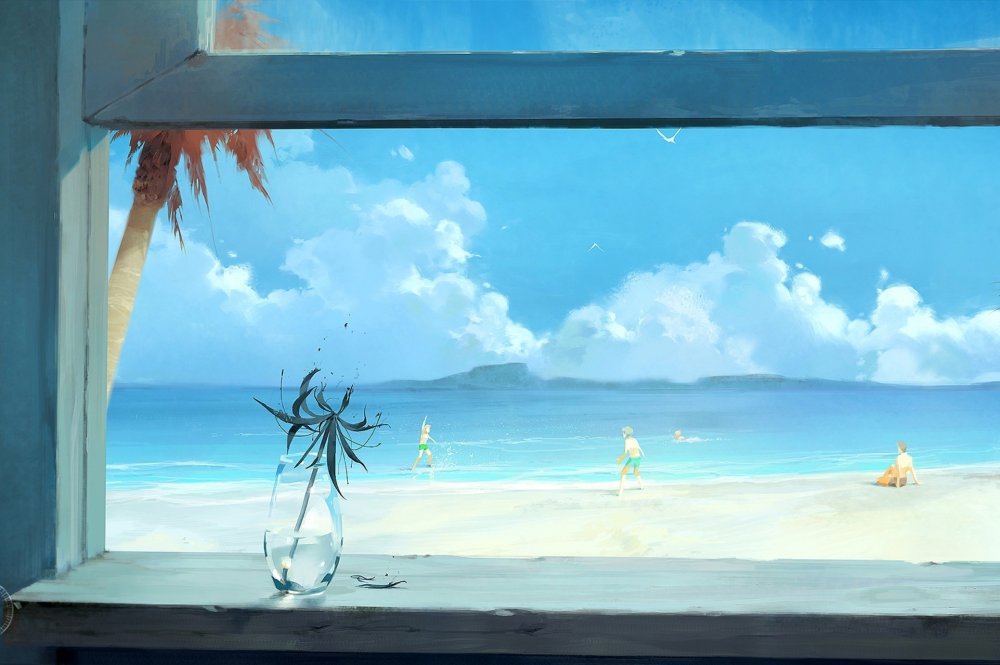 Аниме пейзаж море