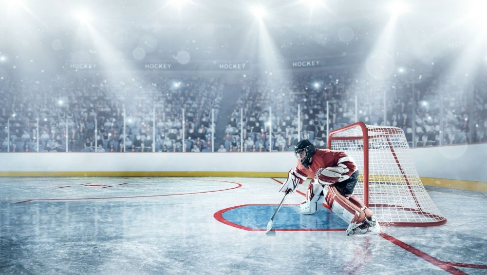 Хоккейные ворота на льду