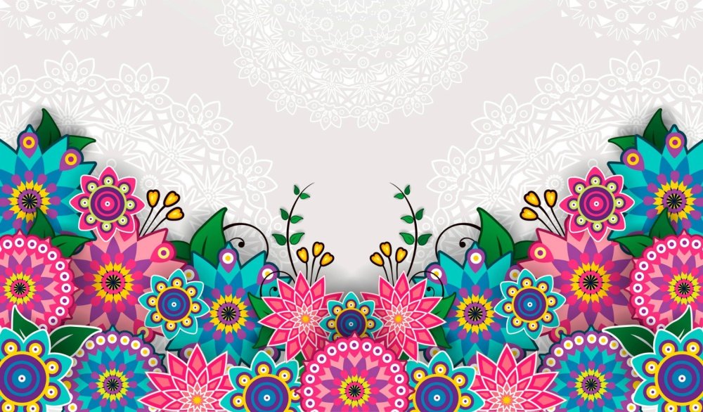 Цветочный орнамент цветной